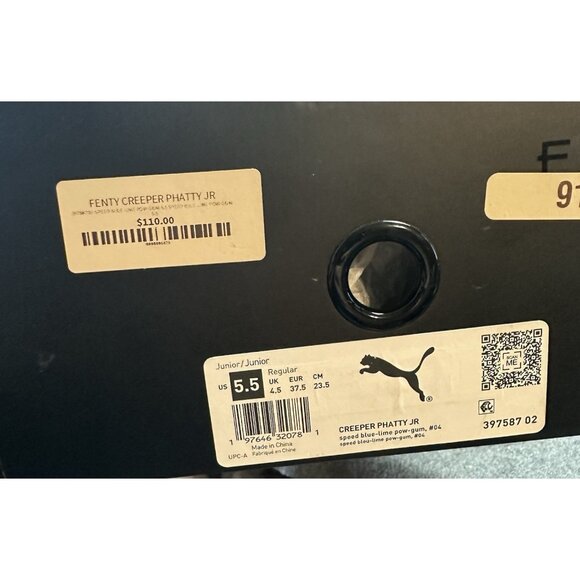 PUMA x Fenty Creeper Phatty Jr Speed Blue / Lime Pow / Gum Kids Sz 5.5 - Picture 9 of 9